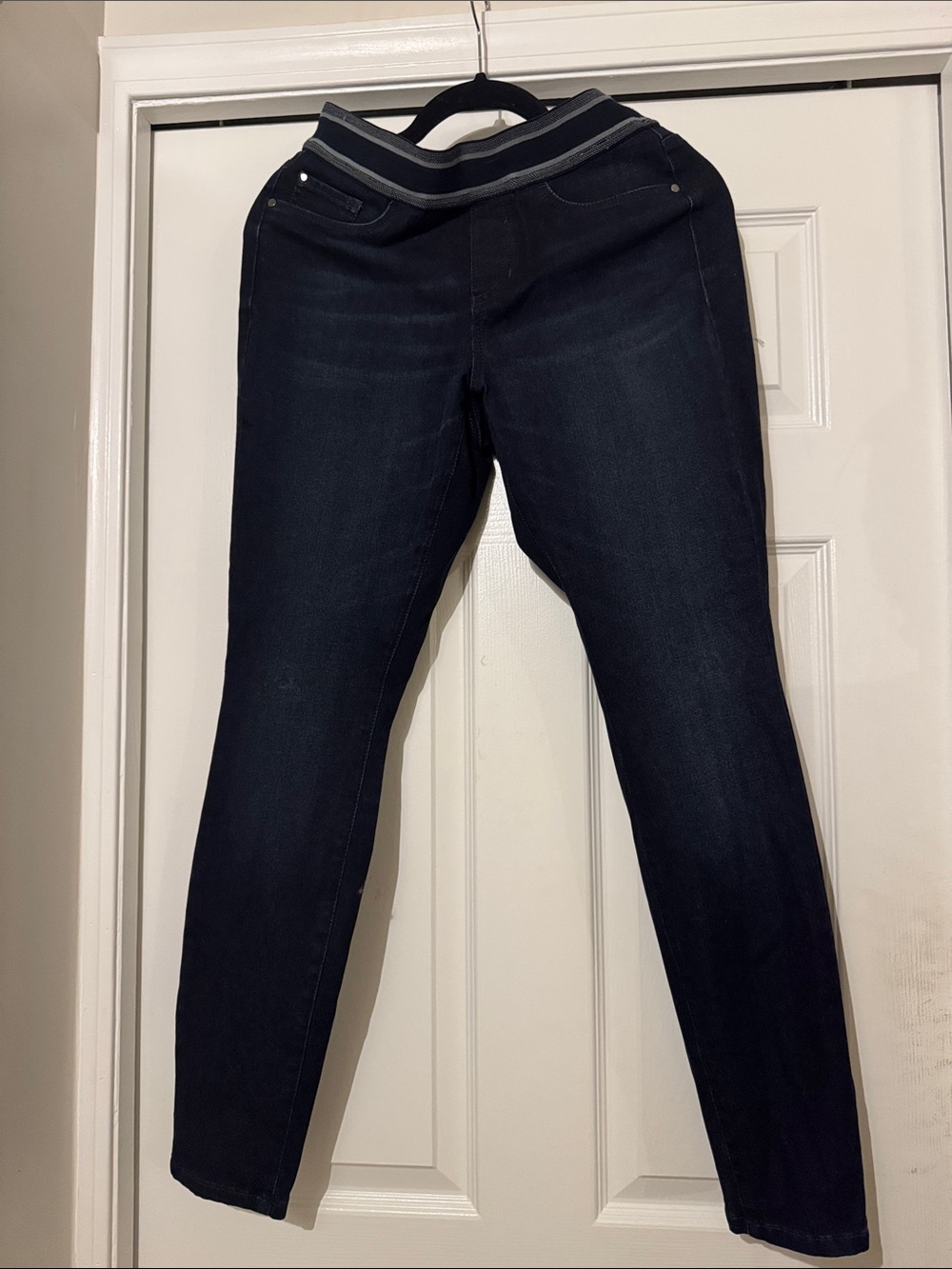 Women's Dark Blue Stretch Jeggings with Elastic Waistband